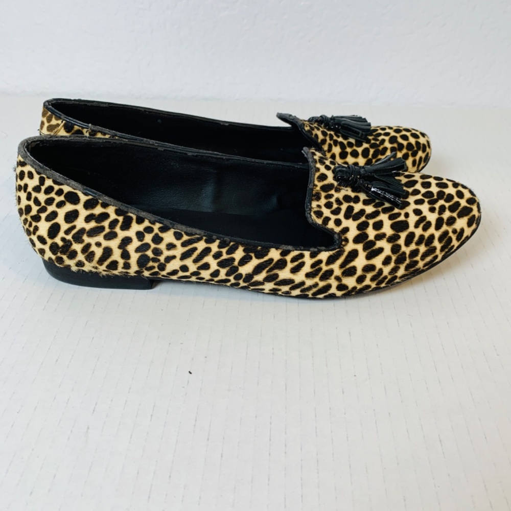 Steve Madden Loafer Flats Womens 8.5 Leopard Print Calf Hair Tassels Slip On - Picture 7 of 12